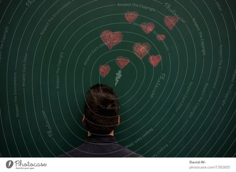 Verliebt Flirten Valentinstag Hochzeit Mensch maskulin Junger Mann Jugendliche Erwachsene Leben Kopf 1 Kunst Künstler Liebe Gefühle Sex Liebeskummer Schmerz