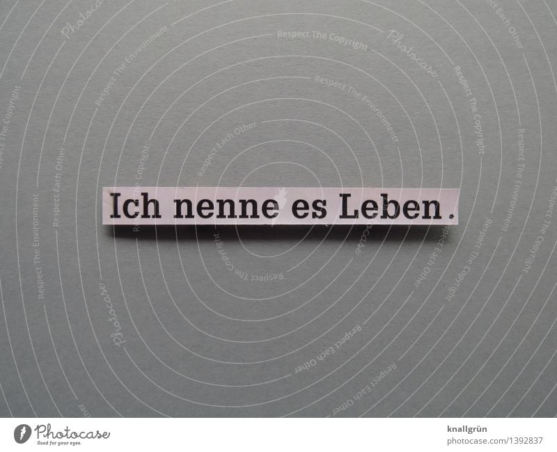 Ich nenne es Leben. Schriftzeichen Schilder & Markierungen Kommunizieren eckig grau schwarz Gefühle Stimmung Zufriedenheit Verantwortung einzigartig