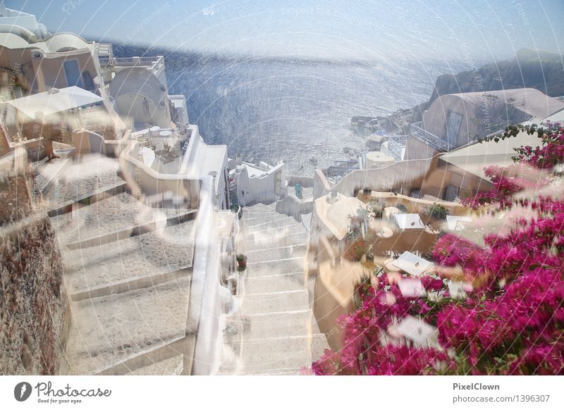 Santorin Lifestyle Reichtum Zufriedenheit Meditation Ferien & Urlaub & Reisen Tourismus Sommerurlaub Meer Insel Kunst Landschaft Wasser Sehenswürdigkeit schön