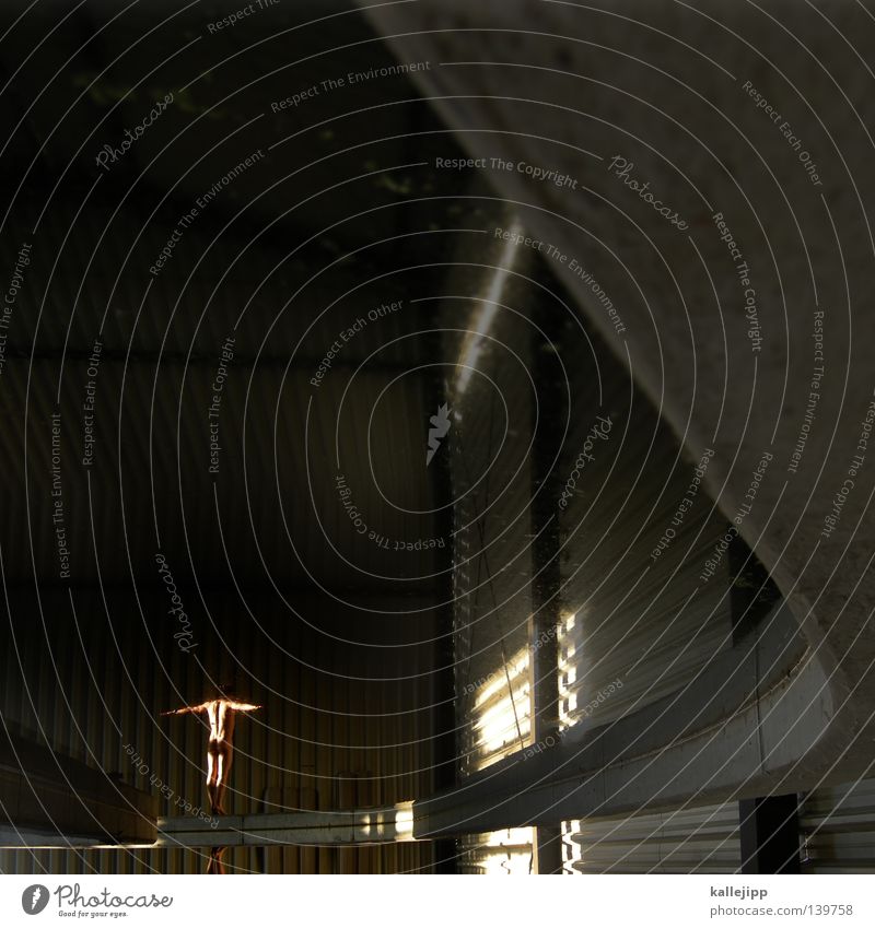 kallehalle Mann Reflexion & Spiegelung Turmspringer Olympiade Beton springen Mauer nackt Körperspannung Wellblech groß klein Licht Sonnenlicht Architektur