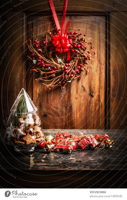 Weihnachtskarte Glas , Stern Plätzchen und Dekoration Dessert Süßwaren Stil Design Winter Wohnung Haus Tisch Feste & Feiern Weihnachten & Advent Wärme Tradition