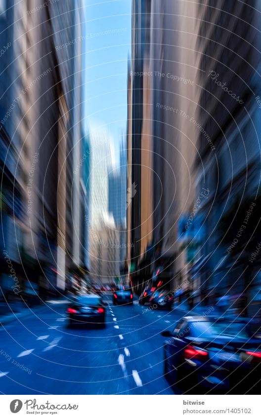 Rastlos Tourismus Städtereise San Francisco USA Stadt Stadtzentrum Hochhaus Straße PKW fahren rennen Geschwindigkeit blau grau Bewegung Ziel Farbfoto