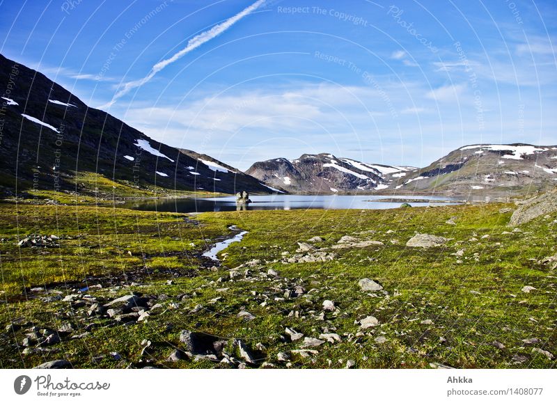 Bergpanorama Ferien & Urlaub & Reisen Abenteuer Ferne Berge u. Gebirge wandern Himmel Wolken Schönes Wetter Alpen Gipfel Schneebedeckte Gipfel See Stimmung