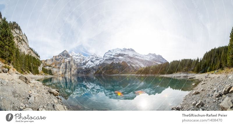 Panorama Umwelt Natur Wasser blau braun grau grün schwarz türkis weiß paradiesisch Panorama (Aussicht) Berge u. Gebirge Küste Stein See Himmel Schnee Gipfel