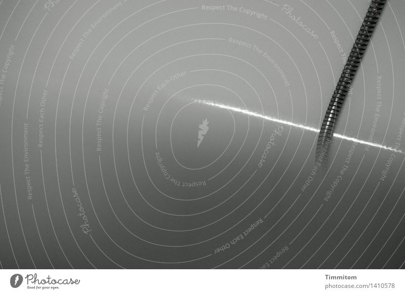 Freitag. Badewanne Metall ästhetisch dunkel grau schwarz weiß Gefühle Schwarzweißfoto Duschschlauch Innenaufnahme Menschenleer Kunstlicht Schwache Tiefenschärfe