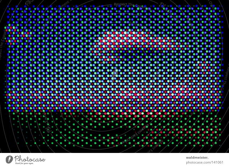 CRT-Landschaft Miniatur Makroaufnahme Retroring Bildschirm Raster rot grün RGB Elektrisches Gerät Technik & Technologie Miniaturlandschaft Bildröhre