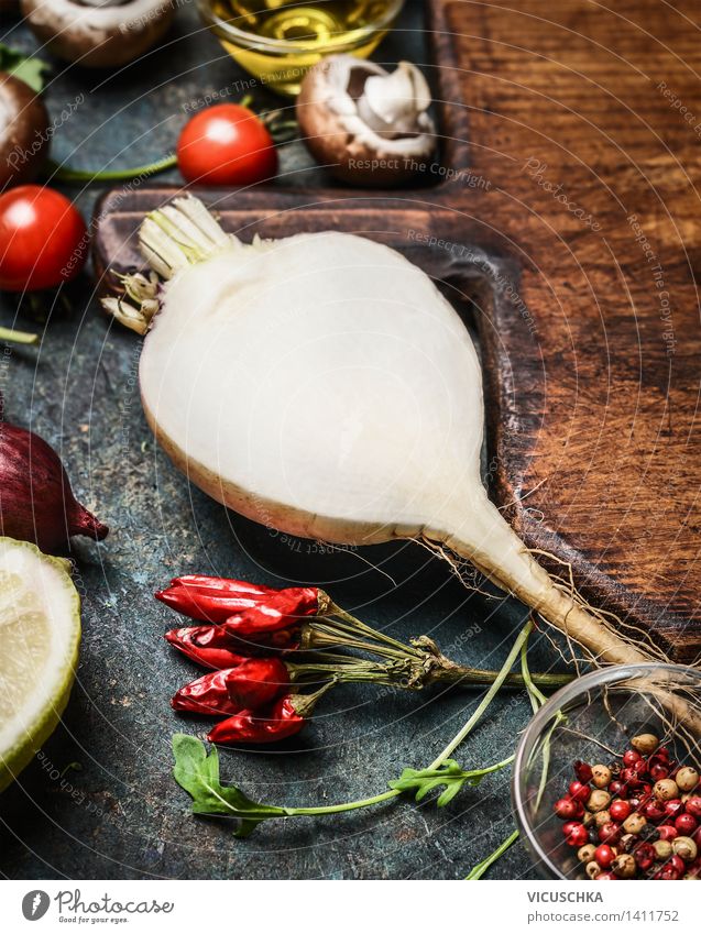 Wurzelgemüse und vegetarische Zutaten für gesundes Kochen Lebensmittel Gemüse Kräuter & Gewürze Ernährung Mittagessen Bioprodukte Vegetarische Ernährung Diät