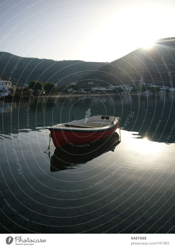 hafen Hafen Wasserfahrzeug Morgen Sonnenaufgang ruhig kalt Griechenland Ferien & Urlaub & Reisen Meer Licht Physik Reflexion & Spiegelung Fischer mediterran