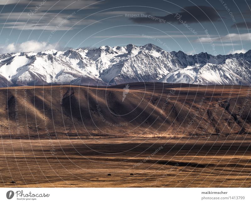 Neuseeländische Alpen im Winter Wellness harmonisch Wohlgefühl Erholung ruhig Freizeit & Hobby Schnee Winterurlaub Berge u. Gebirge wandern Gipfel blau braun