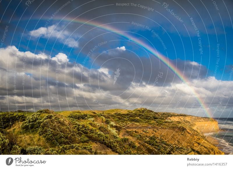 Wo ist der Topf voll Gold? Umwelt Natur Landschaft Pflanze Schönes Wetter Regen Park Wiese Hügel Felsen Küste Meer Regenbogen Great Ocean Road ästhetisch Farbe