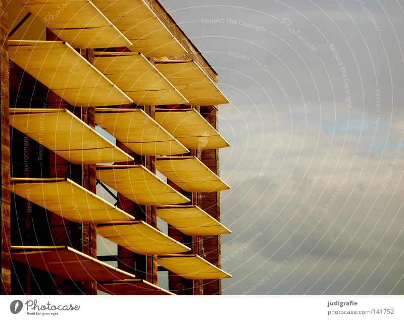 Freie Sicht Bauwerk Gebäude Sonnensegel Wetterschutz Markise Blende Hannover Himmel Wolken Linie Ordnung Stromlinie Architektur Farbe sonnenschutzanlage