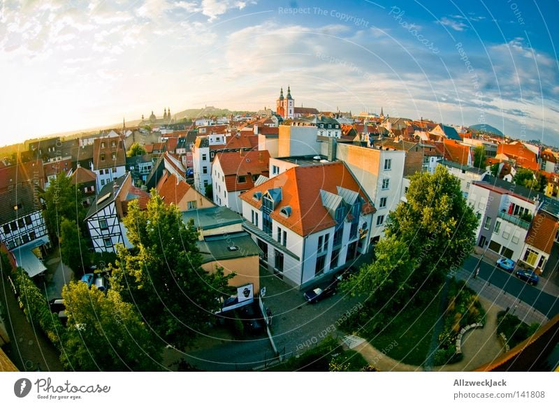 addicted to Fulda Landkreis Fulda Panorama (Aussicht) Fischauge Hessen Himmel Sonnenuntergang Dach Wolken Sommer Deutschland