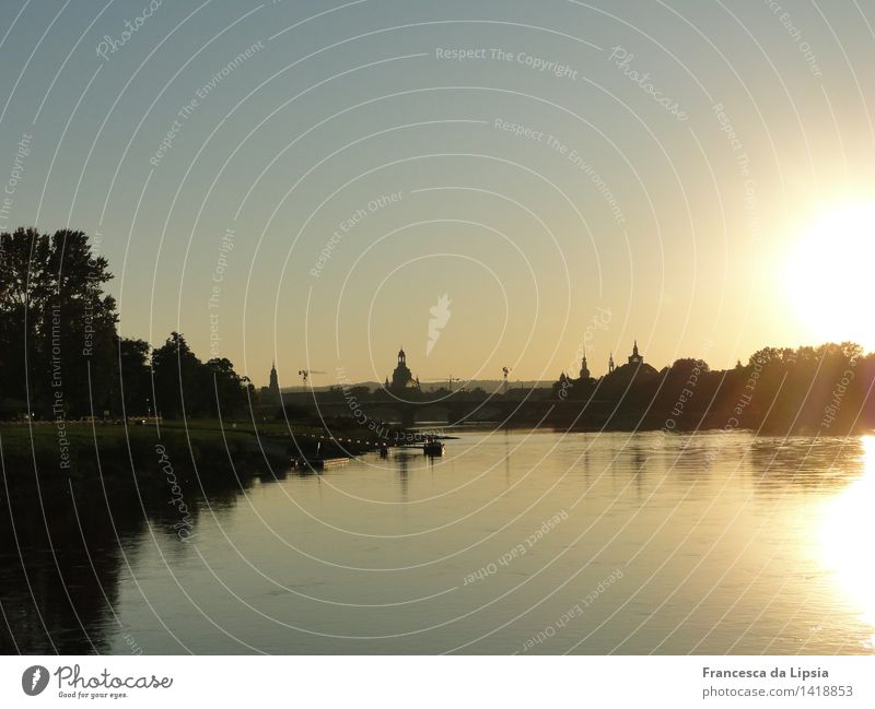 Elbflorenz Ausflug Städtereise Kreuzfahrt Sonne Wasser Wolkenloser Himmel Frühling Herbst Schönes Wetter Flussufer Dresden Sachsen Stadt Hauptstadt Skyline