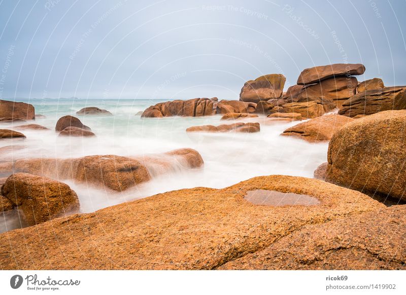 Atlantikküste in der Bretagne Erholung Ferien & Urlaub & Reisen Natur Landschaft Wolken Felsen Küste Meer Sehenswürdigkeit Stein Tourismus Ploumanac’h