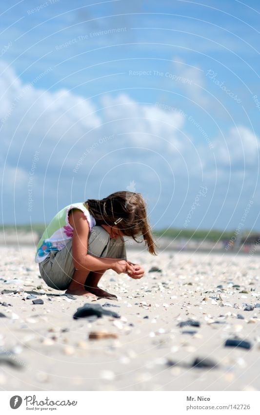 breaktIME / fortsetzung! Sommer Ferien & Urlaub & Reisen Sommerferien Pause Strand Strandgut Nordseestrand Muschel Stein Sammlung Suche untersuchen hocken