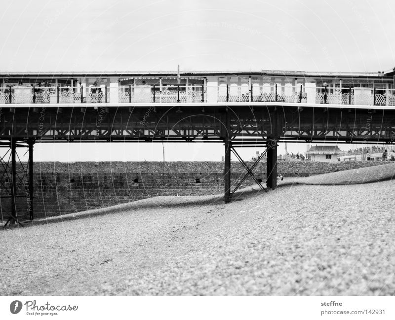 Brighton Pier Anlegestelle England Strand Seebrücke Tourist Ferien & Urlaub & Reisen Meer Kies Brücke Wahrzeichen Denkmal