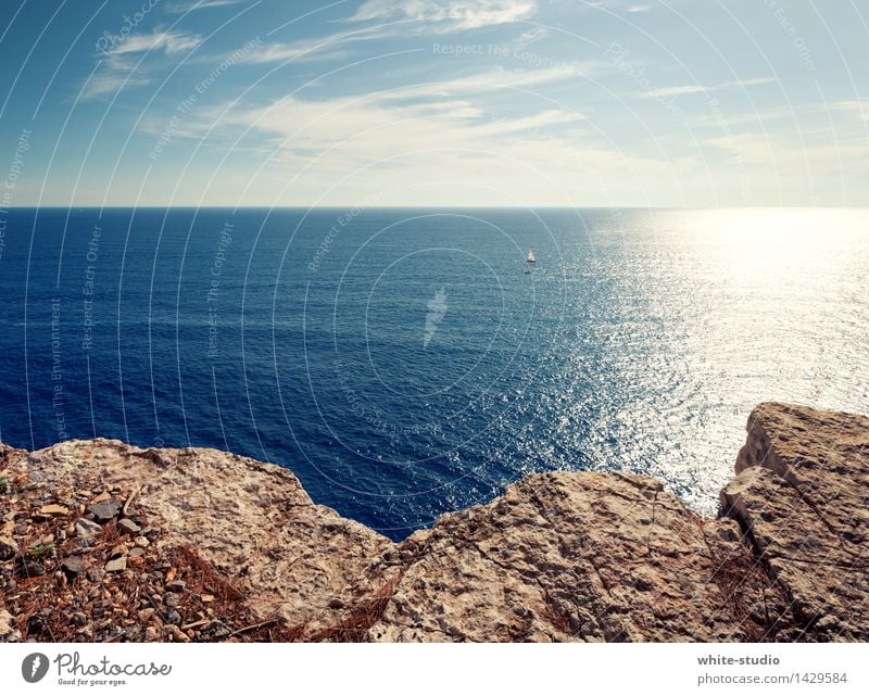 gute Aussicht! Umwelt Natur Wasser Himmel Wolkenloser Himmel Sonne Sommer Wetter Schönes Wetter Küste Strand Bucht Meer Erholung Segeln Ferien & Urlaub & Reisen