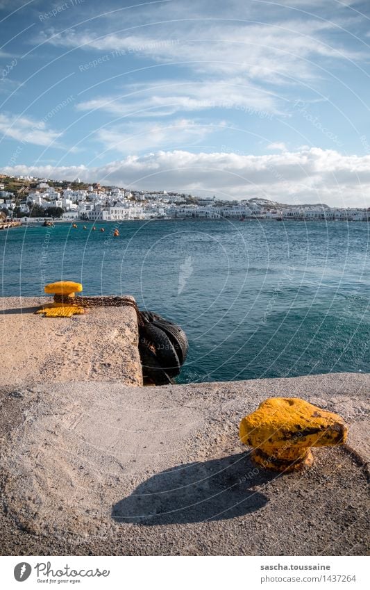 Alter Hafen von Mykonos Ferien & Urlaub & Reisen Wasser Wolken Hügel Küste Bucht Meer Mittelmeer Mykonos-Stadt Griechenland Fischerdorf Hafenstadt Altstadt Haus