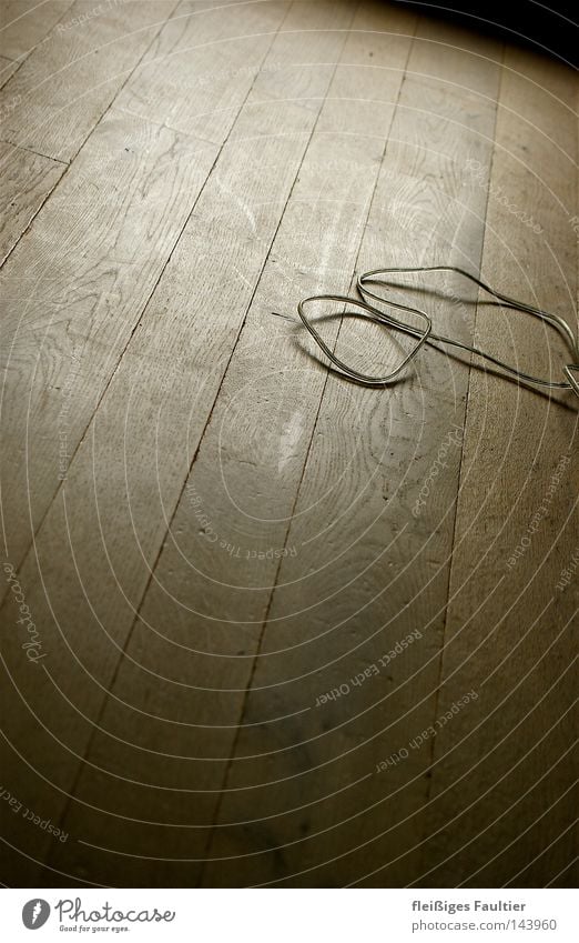 Ein Kabel, ein Boden Schatten durchsichtig Elektrisches Gerät Parkett Maserung Holzstruktur Holzbrett Holzfußboden Fuge leer Innenaufnahme Lomografie Elektronik