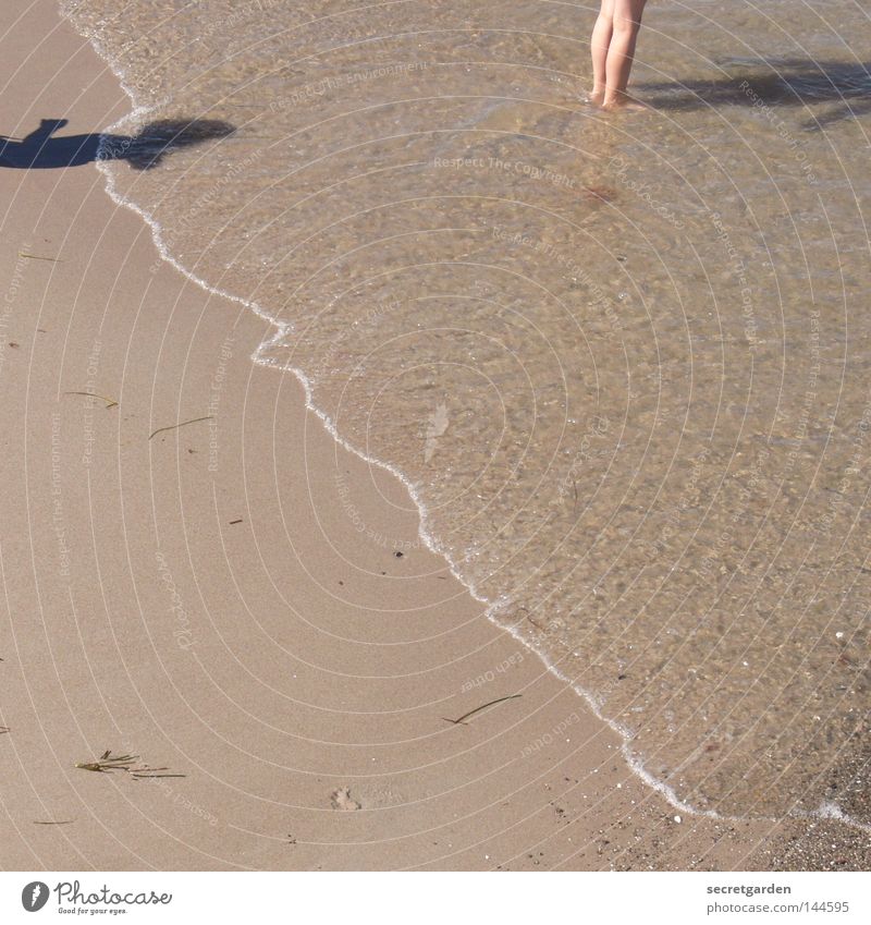 schatten verfolgungsjagd Strand Kind Ferien & Urlaub & Reisen Meer nass flach Ecke Schaum Ebbe Spielen braun Sommer kalt Physik heiß Nachkommen Küste verstecken