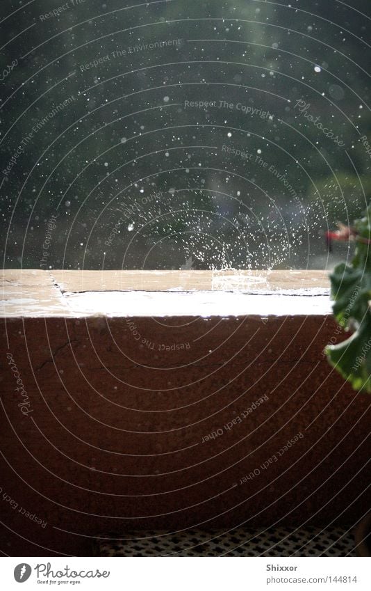 Impact Regen Wassertropfen einschlagen gefroren spritzen Unwetter Makroaufnahme Nahaufnahme Gewitter