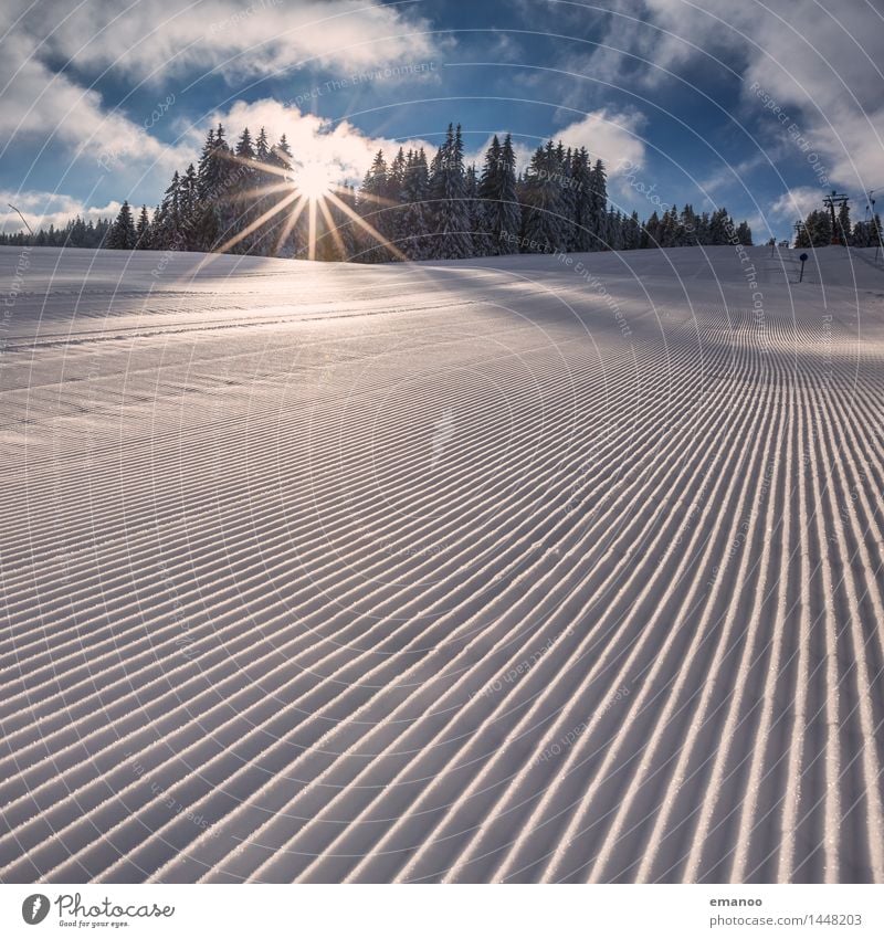 Piste Ferien & Urlaub & Reisen Tourismus Winter Schnee Winterurlaub Berge u. Gebirge Sport Wintersport Snowboard Skipiste Natur Landschaft Eis Frost Wald Hügel