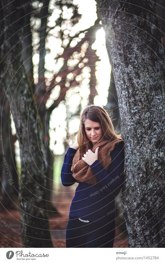 sunlight feminin Junge Frau Jugendliche 1 Mensch 18-30 Jahre Erwachsene Herbst Wald schön natürlich Farbfoto Außenaufnahme Tag Sonnenlicht Sonnenstrahlen