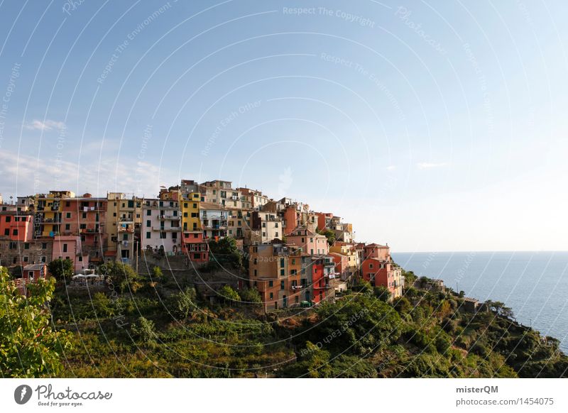 Cinque Terre Kunst Kunstwerk ästhetisch Italien Toskana Fassade Fassadenverkleidung Fassadenbegrünung Urlaubsfoto Sommer Sommerurlaub Kleinstadt Fischerdorf