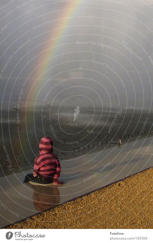 Der Schatz am Ende des Regenbogens ist mein Kind Farbfoto Außenaufnahme Textfreiraum oben Tag Licht Erde Sand Wasser Wassertropfen Nebel Wege & Pfade Tropfen