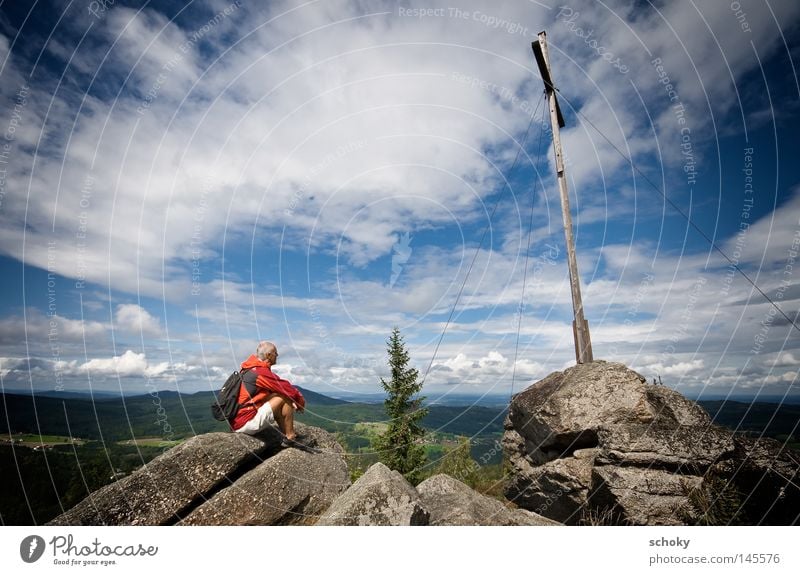 Nebelstein2 Österreich Bundesland Niederösterreich Gipfel Tschechien wandern Bergsteigen Ausflug Sommer Wolken Weitwinkel Ferien & Urlaub & Reisen