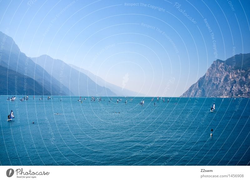 Lago Segeln Surfen Natur Landschaft Himmel Sommer Schönes Wetter Berge u. Gebirge See Erholung frisch natürlich blau Farbe Ferien & Urlaub & Reisen