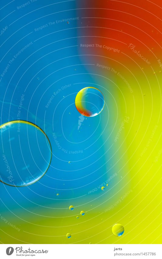mittelpunkt Wasser Schwimmen & Baden außergewöhnlich Flüssigkeit frisch glänzend hell nass rund blau gelb rot Kreativität Blase Farbfoto mehrfarbig