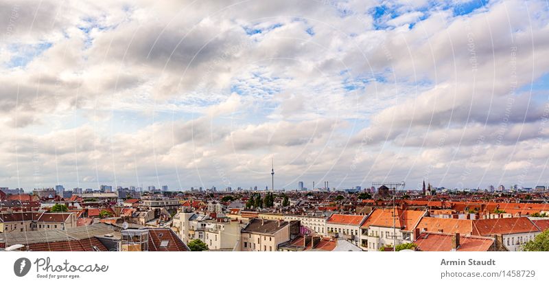 Berlin - Panorama Ferien & Urlaub & Reisen Tourismus Sightseeing Landschaft Himmel Wolken Frühling Sommer Klima Hauptstadt Skyline Haus Sehenswürdigkeit Ferne