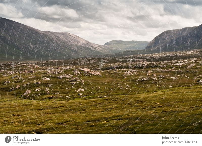 Hauptsächlich Gegend Natur Landschaft Gras Wiese Hügel Felsen Berge u. Gebirge Highlands Highlander Schottland groß Unendlichkeit Willensstärke Tatkraft