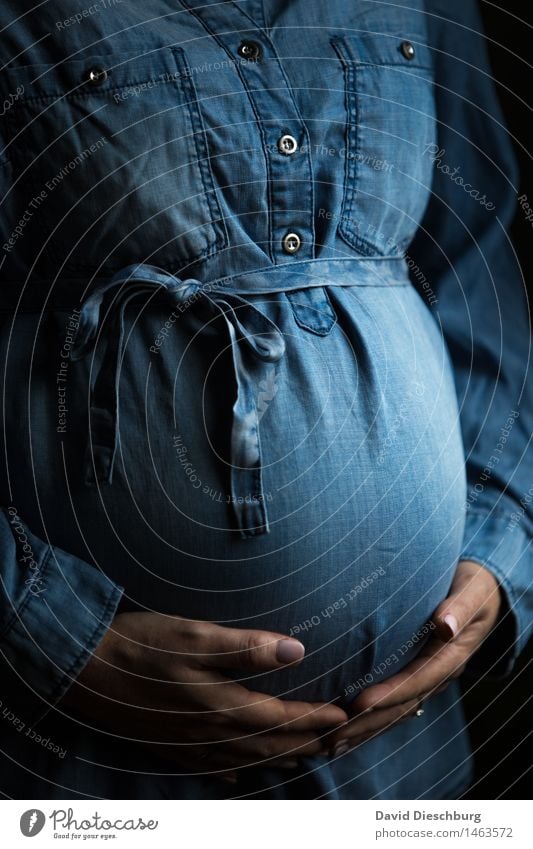 Das große Warten feminin Baby Mutter Erwachsene Familie & Verwandtschaft Leben Körper Hand Bauch 1 Mensch Kleid Glück Vorfreude Sicherheit Schutz Geborgenheit