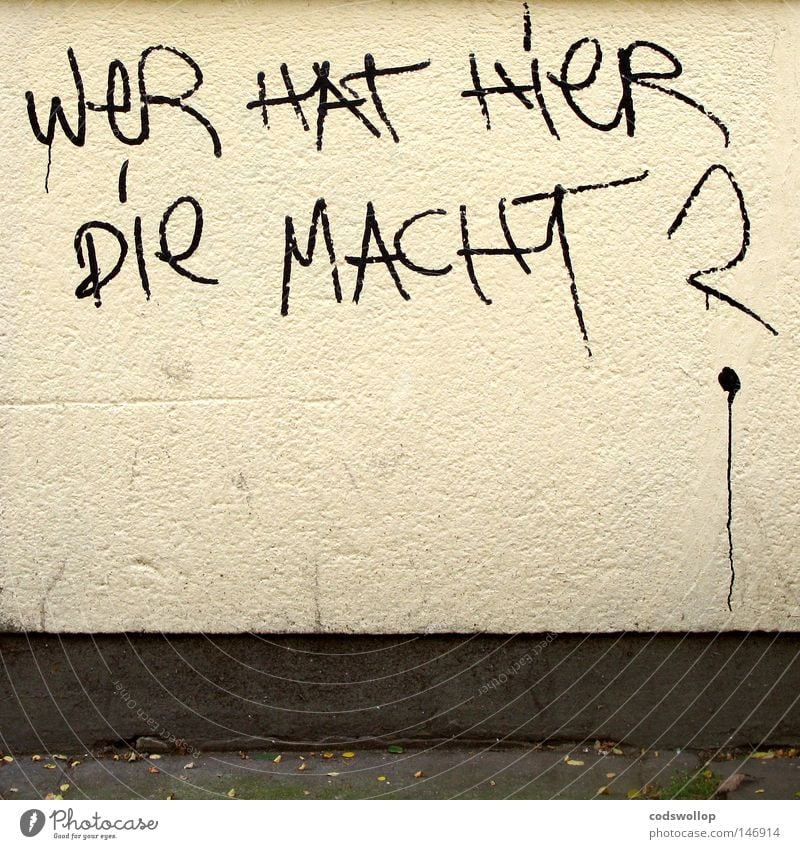 eine frage... Mauer Wand Straße Schriftzeichen Graffiti Kraft Macht Moral Politik & Staat Fragen Text Antwort Redefreiheit Fragezeichen Wandmalereien Buchstaben