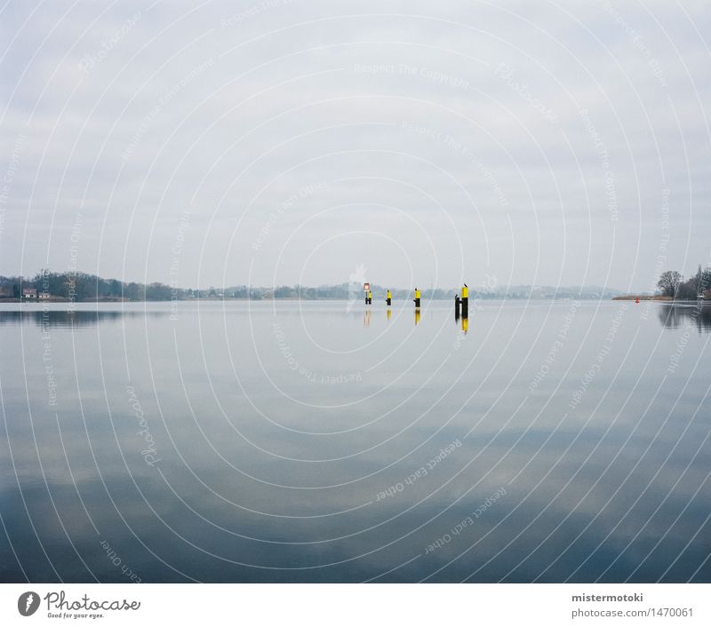 Seenglanz Natur Wasser Horizont Herbst Schönes Wetter Fischerdorf Sehnsucht Fernweh Zufriedenheit stagnierend see reflexion filmfoto ocean stille Farbfoto Tag