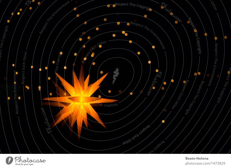 künstlich | Sternenhimmel exotisch Häusliches Leben Feste & Feiern Weihnachten & Advent Kunst Nachthimmel Horizont Winter Dorf Fenster Schmuck leuchten glänzend