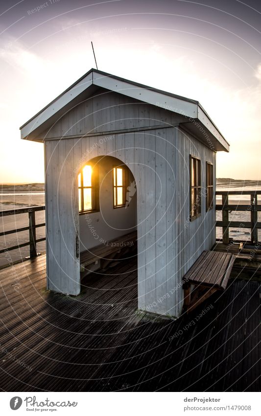 Guten Morgen am Strand Ferien & Urlaub & Reisen Tourismus Ausflug Sightseeing Meer wandern Umwelt Winter Schönes Wetter Küste Nordsee Haus Hütte Bauwerk Gebäude