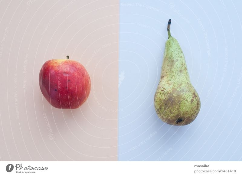 Apfel und Birne Lebensmittel Büffet Brunch Picknick Bioprodukte Vegetarische Ernährung Diät Fasten Fingerfood Kunst ästhetisch Zufriedenheit gleich Kreativität