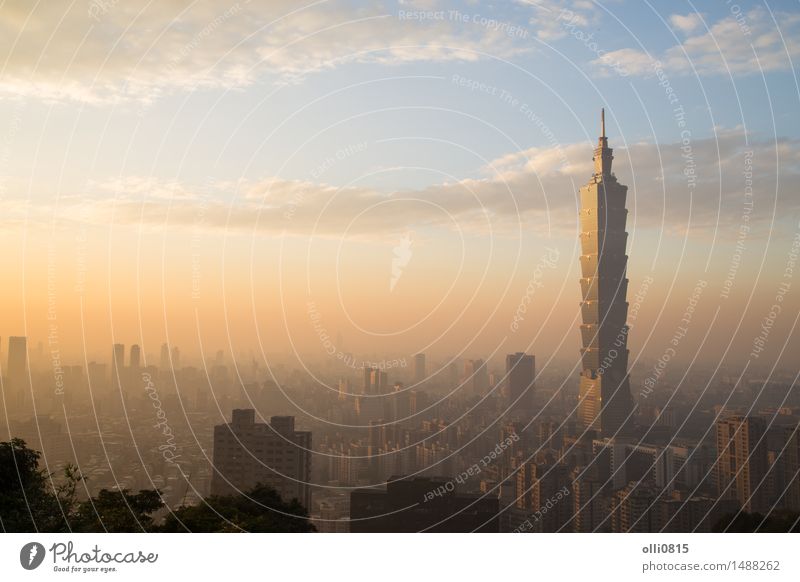 Taipei Skyline der Stadt Ferien & Urlaub & Reisen Tourismus Wohnung Büro Business Landschaft Himmel Hügel Kleinstadt Stadtzentrum Hochhaus Gebäude Architektur