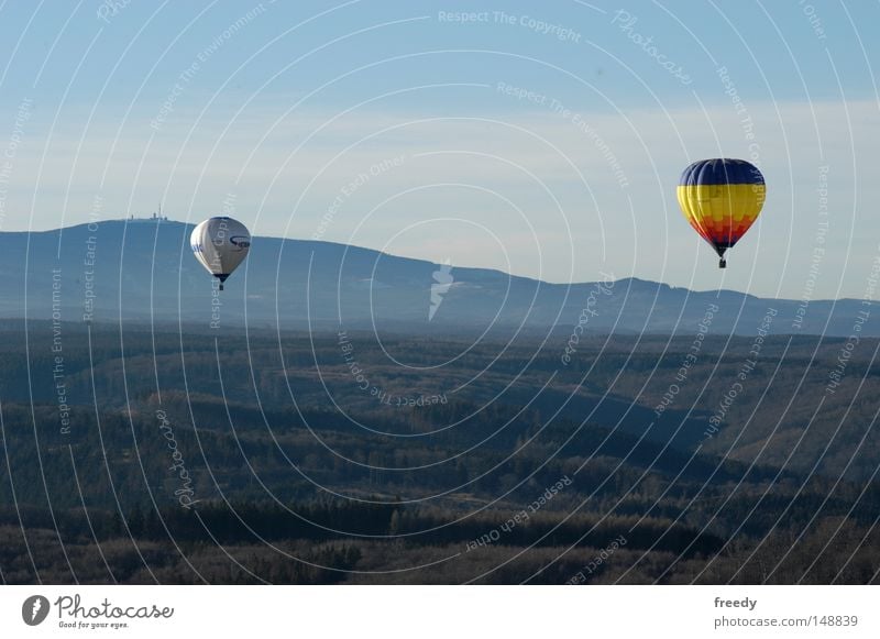 Ballonfahrt (Harz) fahren Bewegung Freizeit & Hobby Nebel Berge u. Gebirge Ferne Ballone