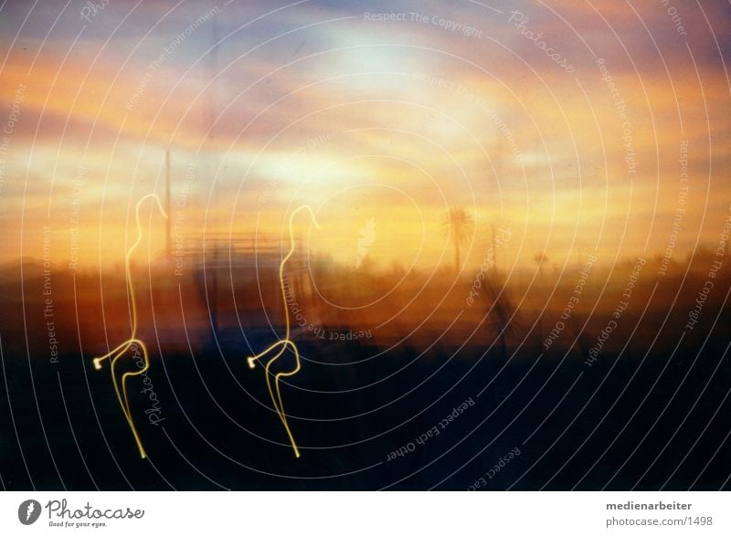 Sonnenuntergang Unschärfe Licht Fototechnik Scheinwerfer PKW