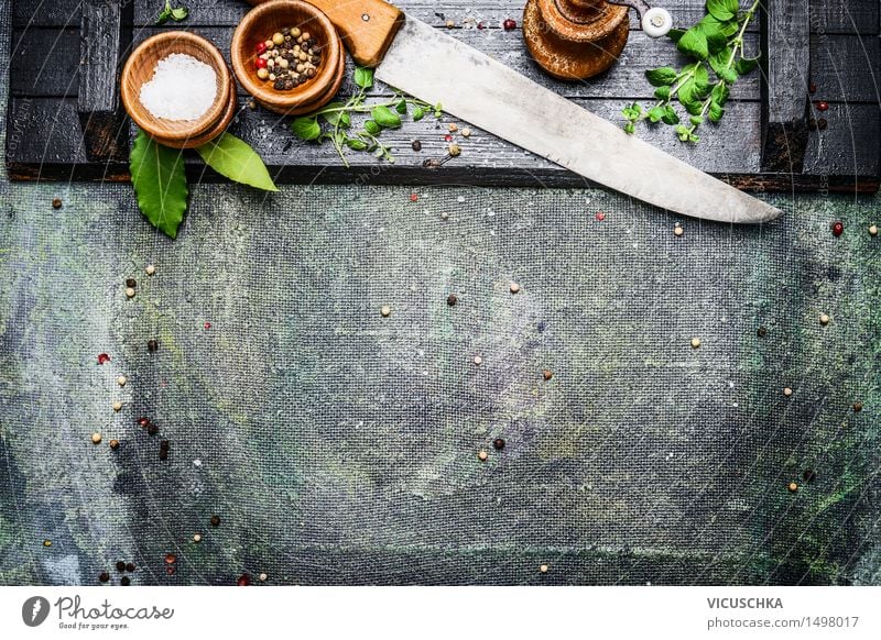 Lecker Kochen Hintergrund. Lebensmittel Kräuter & Gewürze Ernährung Schalen & Schüsseln Messer Stil Design Gesunde Ernährung Häusliches Leben Tisch Küche