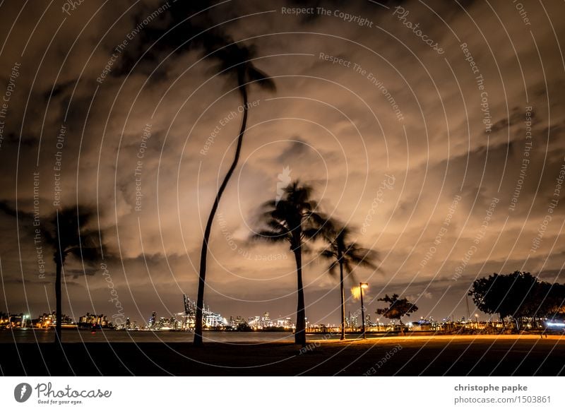 Miami Storm Ferien & Urlaub & Reisen Tourismus Ferne Städtereise Sommerurlaub Himmel Wolken Gewitterwolken Nachthimmel schlechtes Wetter Unwetter Wind Sturm