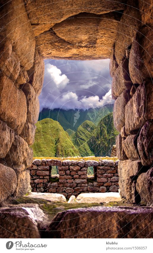 Inkastadt Machu Picchu (Peru) Tourismus Berge u. Gebirge Wolken Regen Wald Stadt Ruine Gebäude Terrasse Wege & Pfade Stein alt entdecken historisch