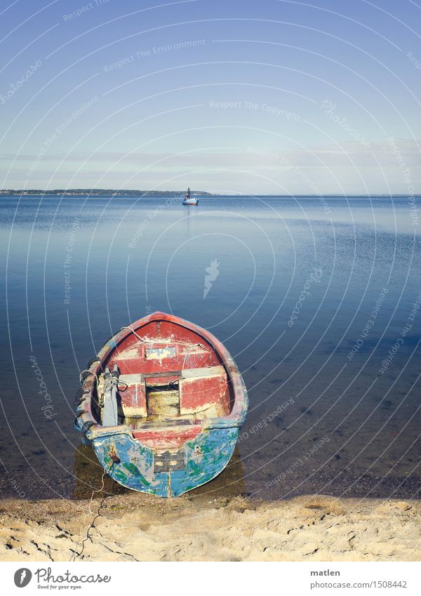 Liegeplatz Landschaft Sand Wasser Erde Wolkenloser Himmel Sonne Winter Wetter Schönes Wetter Küste Strand Bucht Ostsee Menschenleer Schifffahrt Bootsfahrt