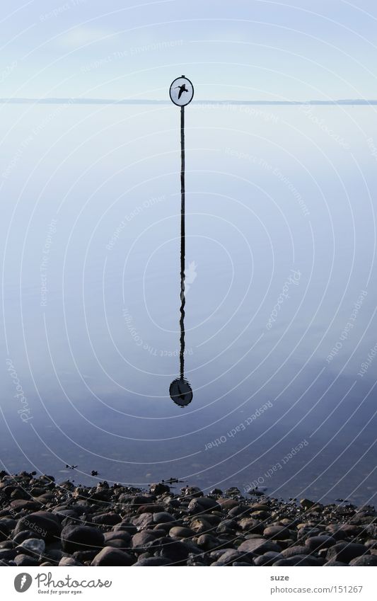 Anfang ohne Ende harmonisch ruhig Meer Umwelt Natur Wasser Himmel Horizont Klima Küste Strand Schilder & Markierungen blau Einsamkeit rein leer Klarheit flach