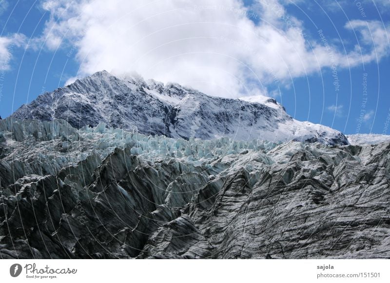 wolkenhut Winter Schnee Berge u. Gebirge Himmel Wolken Eis Frost Gletscher blau weiß Neuseeland gefroren Farbfoto Außenaufnahme Tag Panorama (Aussicht)