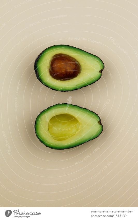 Jammy Avocado auf Beige Kunst Kunstwerk ästhetisch Kernobst Gemüse Südfrüchte exotisch Gesunde Ernährung Kerne Teilung lecker Bioprodukte Farbfoto mehrfarbig